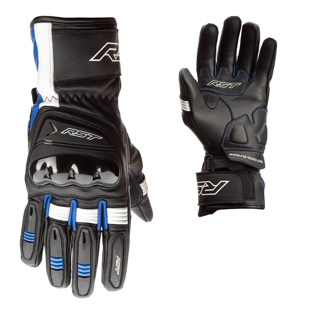 White RST RST Pilot CE Moto Motorbike Motorcycle Leather Gloves Black Blue 